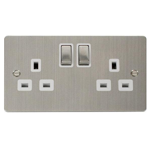 Click FPSS536WH Ingot 2-Gang 13A DP Switched Socket