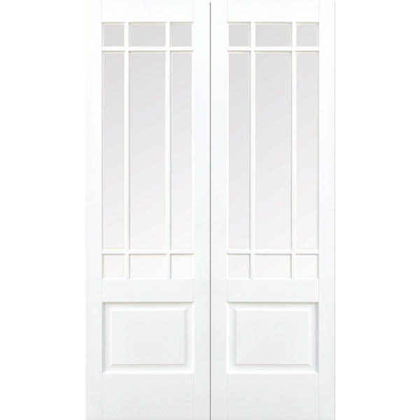 Downham 9L Glazed Primed White Doors 914 x 1981