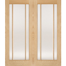 78X42 Pairs Oak Lincoln Clear Glass