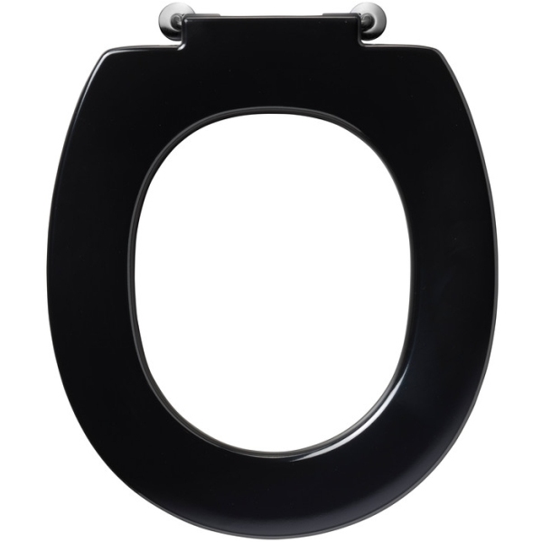 Armitage Shanks Contour 21 Standard Toilet Seat With Retaining Buffers No Cover Bottom Fixing Hinges Black