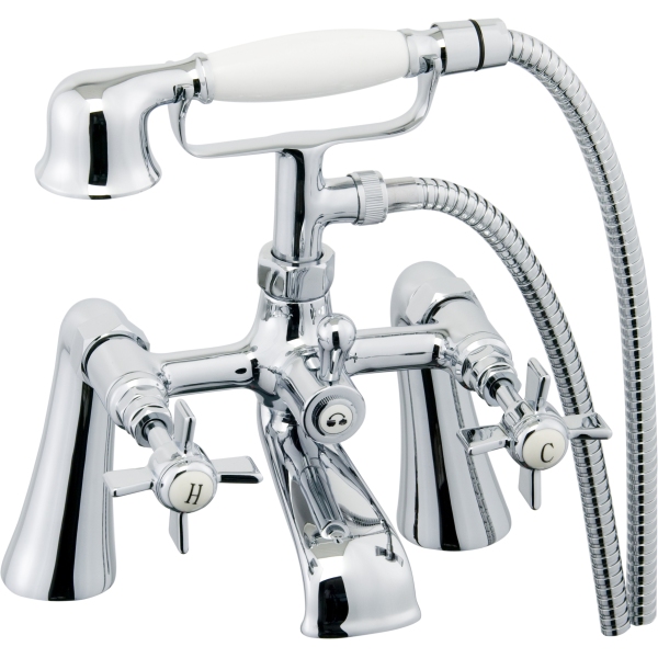 Aura Edwardian Style Bath Shower Mixer inc Hose and Handset Chrome Plated
