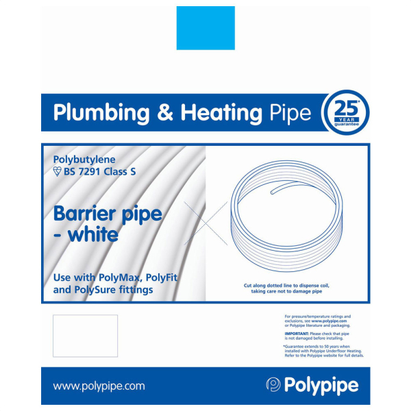 Polypipe Coil Barrier Pipe White 15mm x 50m