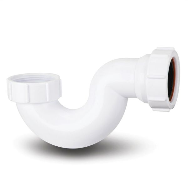 Polypipe 40mm Shallow Bath Trap 20mm Seal Clean Eye White