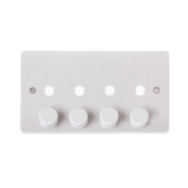 Click CMA148PL 4 Gang Double Dimmer Plate & Knobs