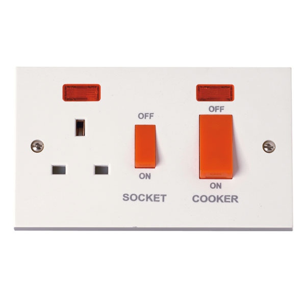 Click PRW205 45A Cooker Switch With 13A DP Switched Socket Outlet And Neons
