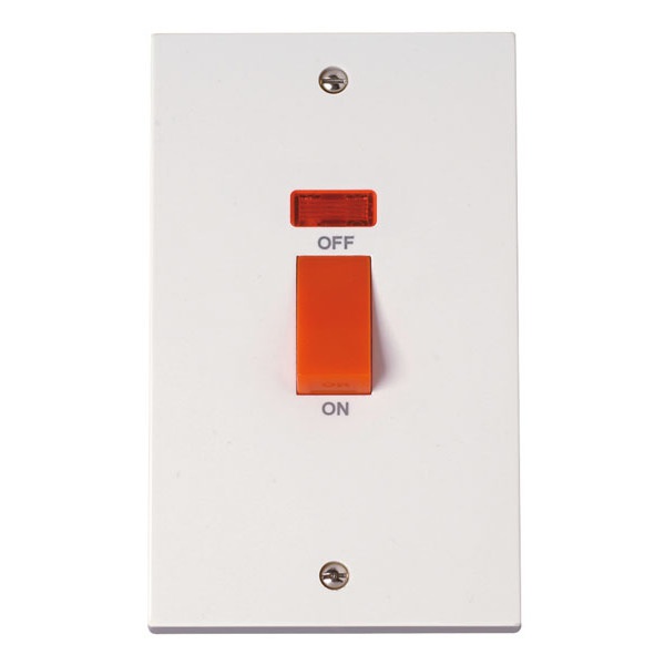 Click PRW203 45A DP Plate Switch With Neon - Double Plate Size