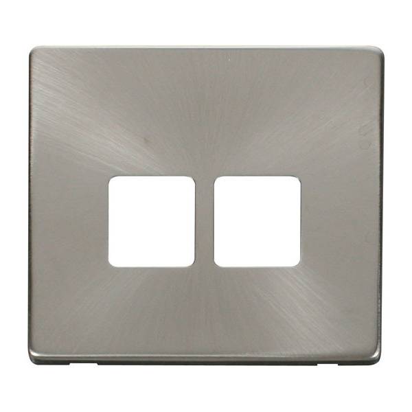 Click SCP121BS Twin Telephone Socket Cover Plate - Brushed Stainless