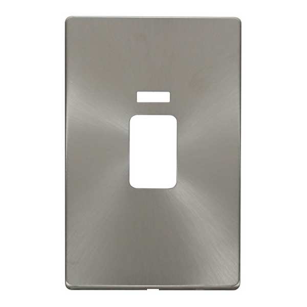 Click SCP203BS 45A 2 Gang Plate Switch With Neon Cover Plate - Brushed Stainless