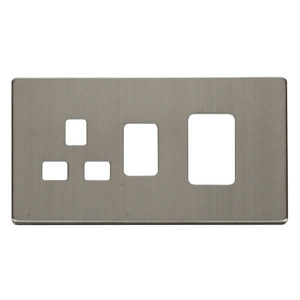 Click SCP204SS 45A Switch + 13A Switched Socket Cover Plate - Stainless Steel