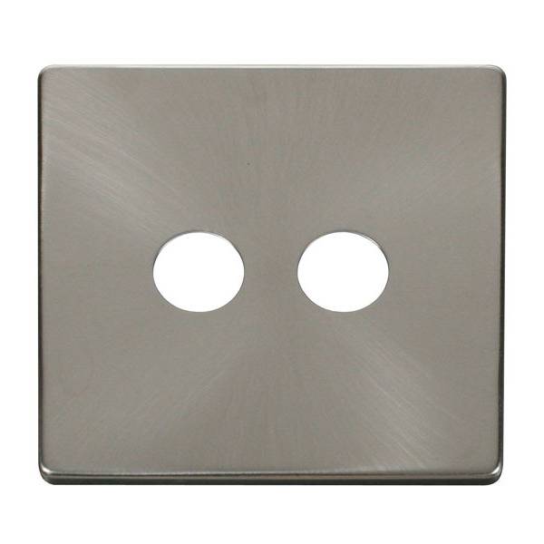 Click SCP232BS Twin Coaxial Socket Cover Plate - Brushed Stainless