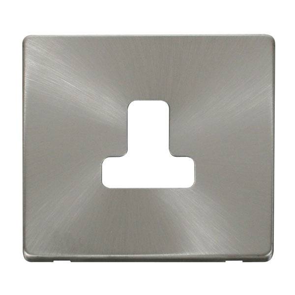 Click SCP238BS 5A Round Pin Socket Outlet Cover Plate - Brushed Stainless