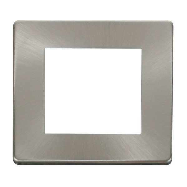 Click SCP311BS 1 Gang Plate Twin Media Module Cover Plate - Brushed Stainless