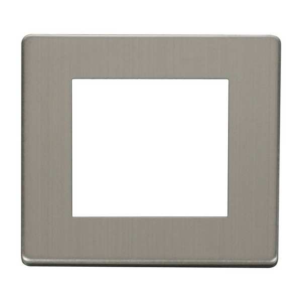 Click SCP311SS 1 Gang Plate Twin Media Module Cover Plate - Stainless Steel