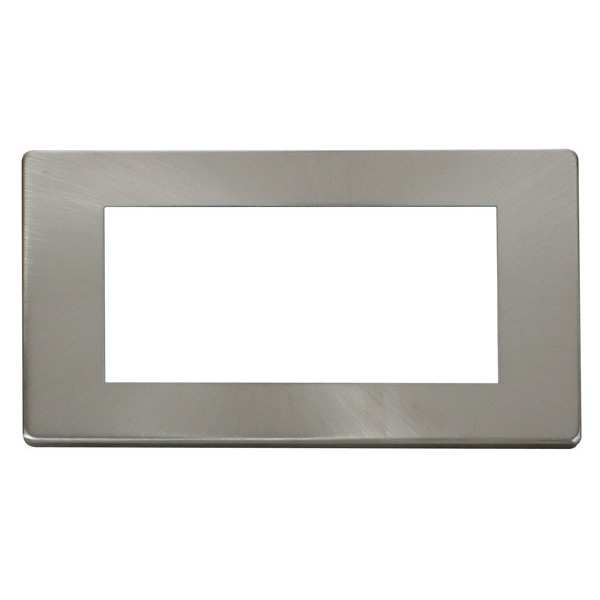 Click SCP312BS 2 Gang Plate Quad Media Module Cover Plate - Brushed Stainless