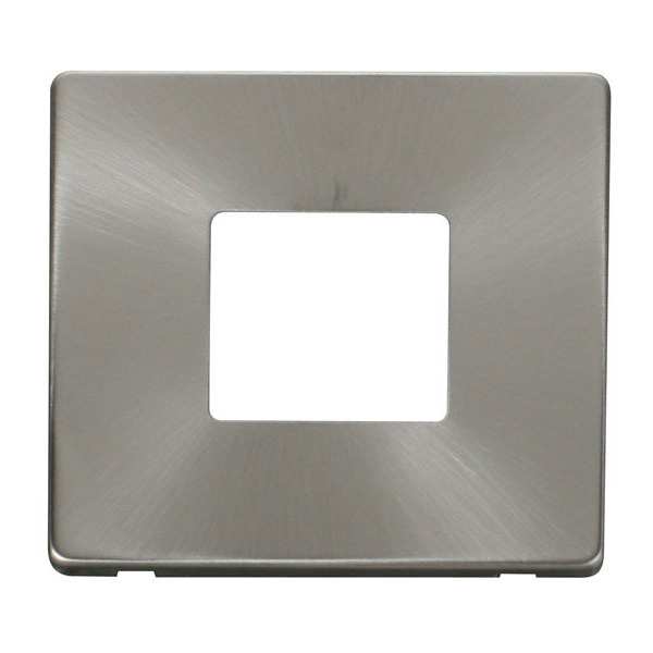 Click SCP402BS 1 Gang Twin Aperture Cover Plate - Brushed Stainless