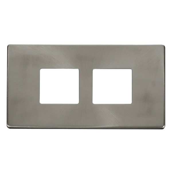 Click SCP404BS 2 Gang (2 x 2) Aperture Cover Plate - Brushed Stainless