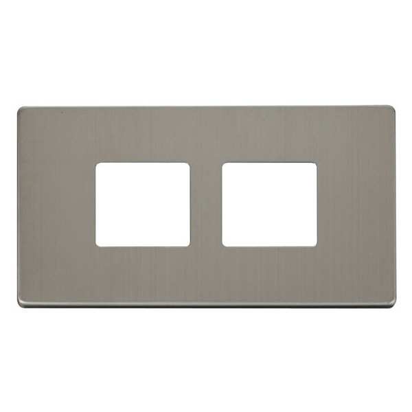Click SCP404SS 2 Gang (2 x 2) Aperture Cover Plate - Stainless Steel