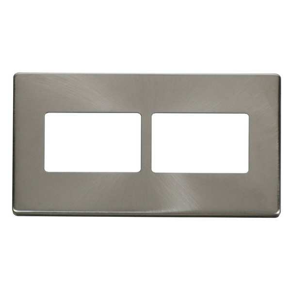 Click SCP406BS 2 Gang (2 x 3) Aperture Cover Plate - Brushed Stainless