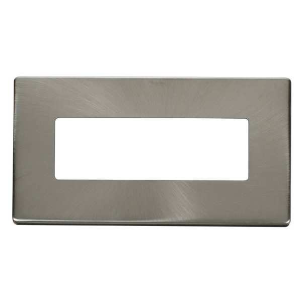 Click SCP426BS 2 Gang (6 In-Line) Aperture Cover Plate - Brushed Stainless