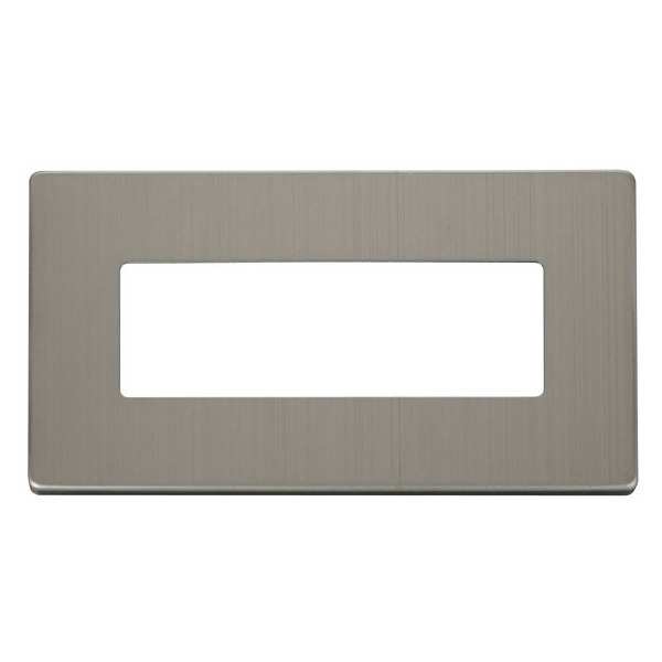 Click SCP426SS 2 Gang (6 In-Line) Aperture Cover Plate - Stainless Steel
