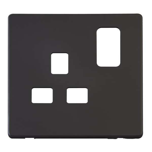 Click SCP435BK 1 Gang 13A Switched Socket Cover Plate - Black