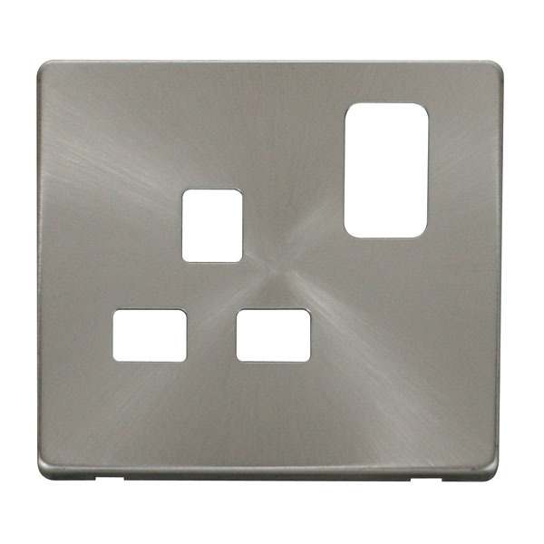 Click SCP435BS 1 Gang 13A Switched Socket Cover Plate - Brushed Stainless
