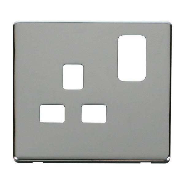 Click SCP435CH 1 Gang 13A Switched Socket Cover Plate - Chrome