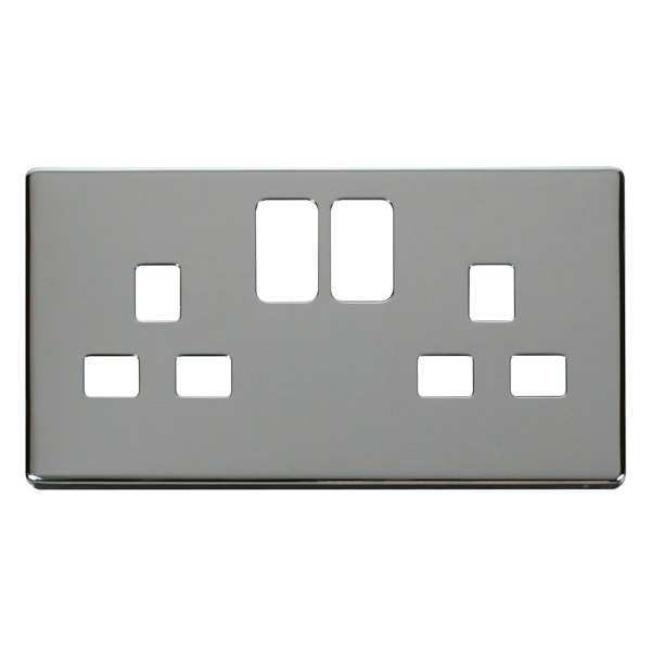 Click SCP436CH 2 Gang 13A Switched Socket Cover Plate - Chrome