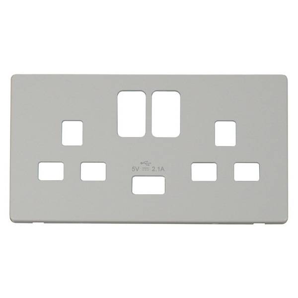 Click SCP470PW Definity 13A 2G Switched Socket With 2.1A USB Charger Cover Plate - White