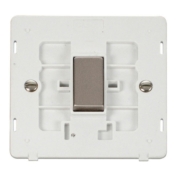 Click SIN411PWSS INGOT 10AX 1 Gang 2 Way Switch Insert - White / Stainless Steel