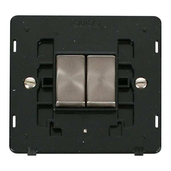 Click SIN412BKBS INGOT 10AX 2 Gang 2 Way Switch Insert - Black / Brushed Stainless