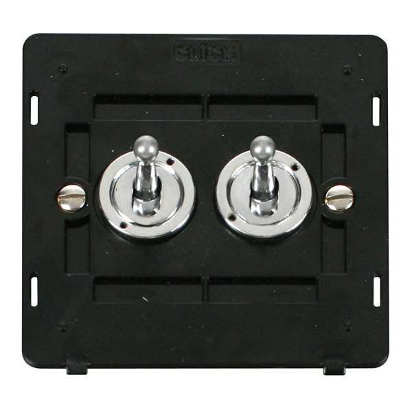 Click SIN422CH 10AX 2 Gang 2 Way Toggle Switch Insert - Chrome