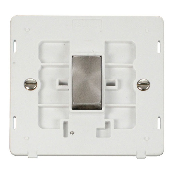 Click SIN425PWBS INGOT 10AX 1 Gang Intermediate Switch Insert - White / Brushed Stainless