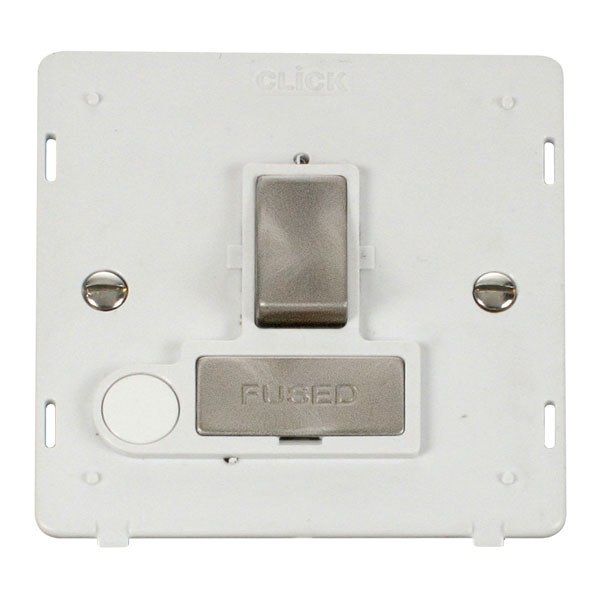 Click SIN551PWBS INGOT 13A Fused Sw. Conn. Unit With Flex Outlet Insert - White / Br. St.