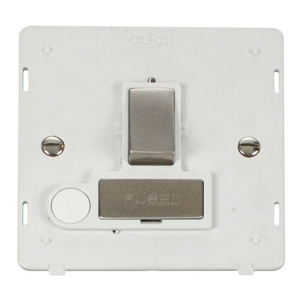 Click SIN551PWSS INGOT 13A Fused Sw. Conn. Unit With Flex Outlet Insert - White / St. Steel
