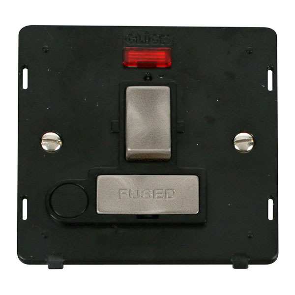 Click SIN552BKBS INGOT 13A Fused Sw. Conn. Unit With F/O Insert & Neon - Black / Br. St.