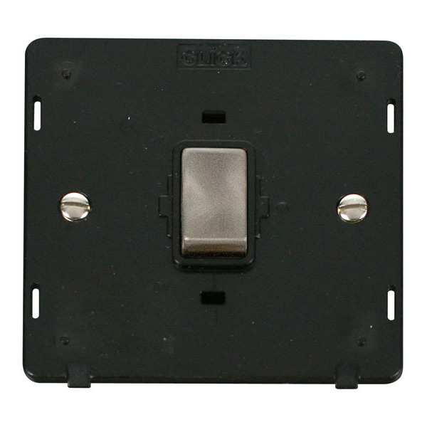 Click SIN722BKBS INGOT 20A 1 Gang DP Switch Insert - Black / Brushed Stainless