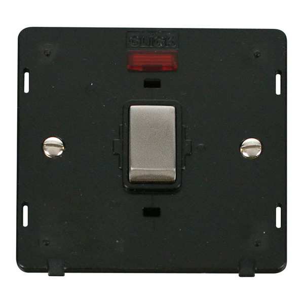 Click SIN723BKSS INGOT 20A 1 Gang DP Switch With Neon Insert - Black / Stainless Steel