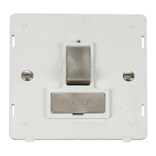 Click SIN751PWBS INGOT 13A Fused Switched Connection Unit Insert - White / B. Stainless