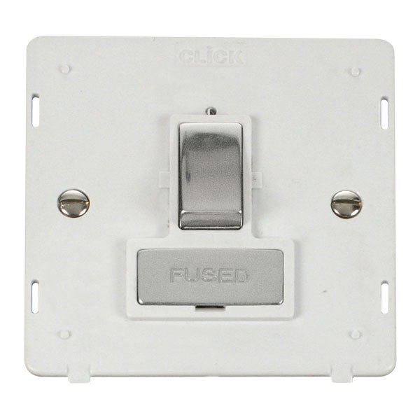 Click SIN751PWCH INGOT 13A Fused Switched Connection Unit Insert - White / Chrome