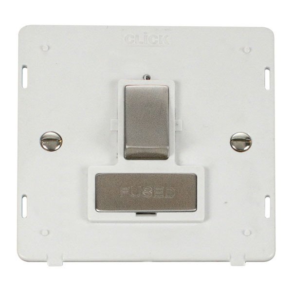Click SIN751PWSS INGOT 13A Fused Switched Connection Unit Insert - White / Stainless Steel