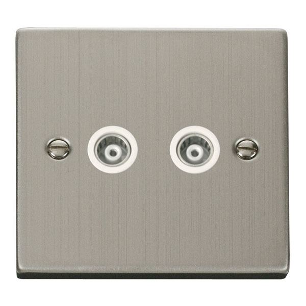 Click VPSS159WH Twin Isolated Coaxial Socket Outlet