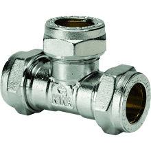 Compression Equal Tee CxCxC 22mm Chrome Plated            