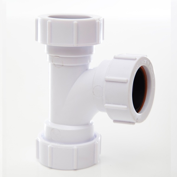 Polypipe Waste Compression Equal Tee 91 Degrees White 32mm