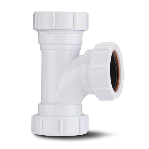 Polypipe Waste Compression Equal Tee 91 Degrees White 40mm