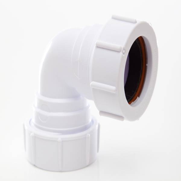 Polypipe Waste Compression Knuckle Bend 90 Degrees White 32mm