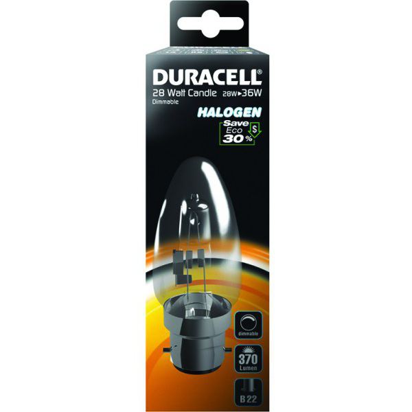 Duracell Eco Candle Halogen Lamp SES S6873 28w