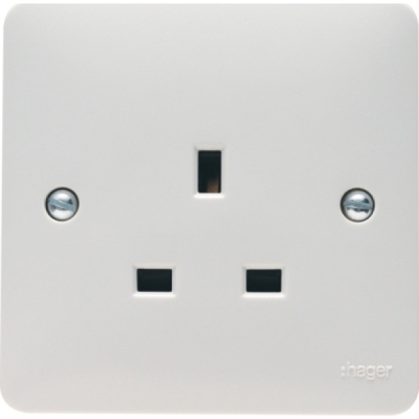 Hager WMS81 13A 1 Gang Double Pole Unswitched Socket