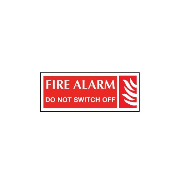 HC60WR Sign Fire Alarm Do Not Switch Off 80x35mm Pk5