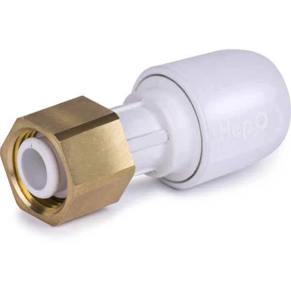 Hep2o Straight Tap Connector White 15mm x 1/2"